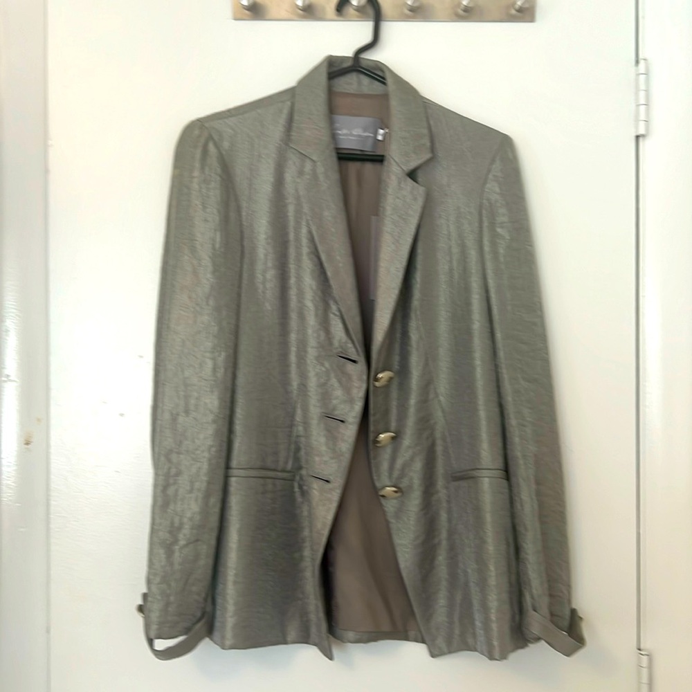 Silver sheen designer jacket - size 6